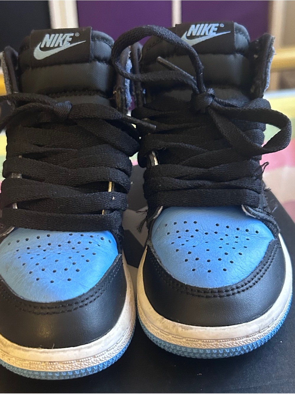 Jordan Kids' High-Top Sneakers in Light Blue/Black/White - Picture 2 of 4